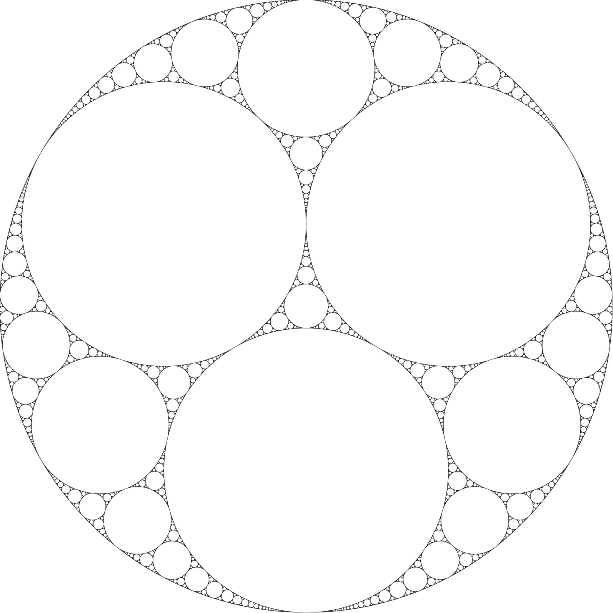 Image for the paper "Estimate for the fractal dimension of the Apollonian gasket in d dimensions"
